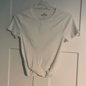 Hollister White ribbed cross over tee